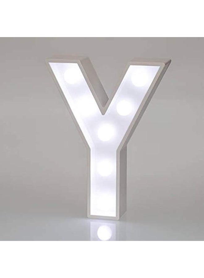 لوحة مضيئة على شكل حرف Y من الخشب الأبيض بتقنية LED